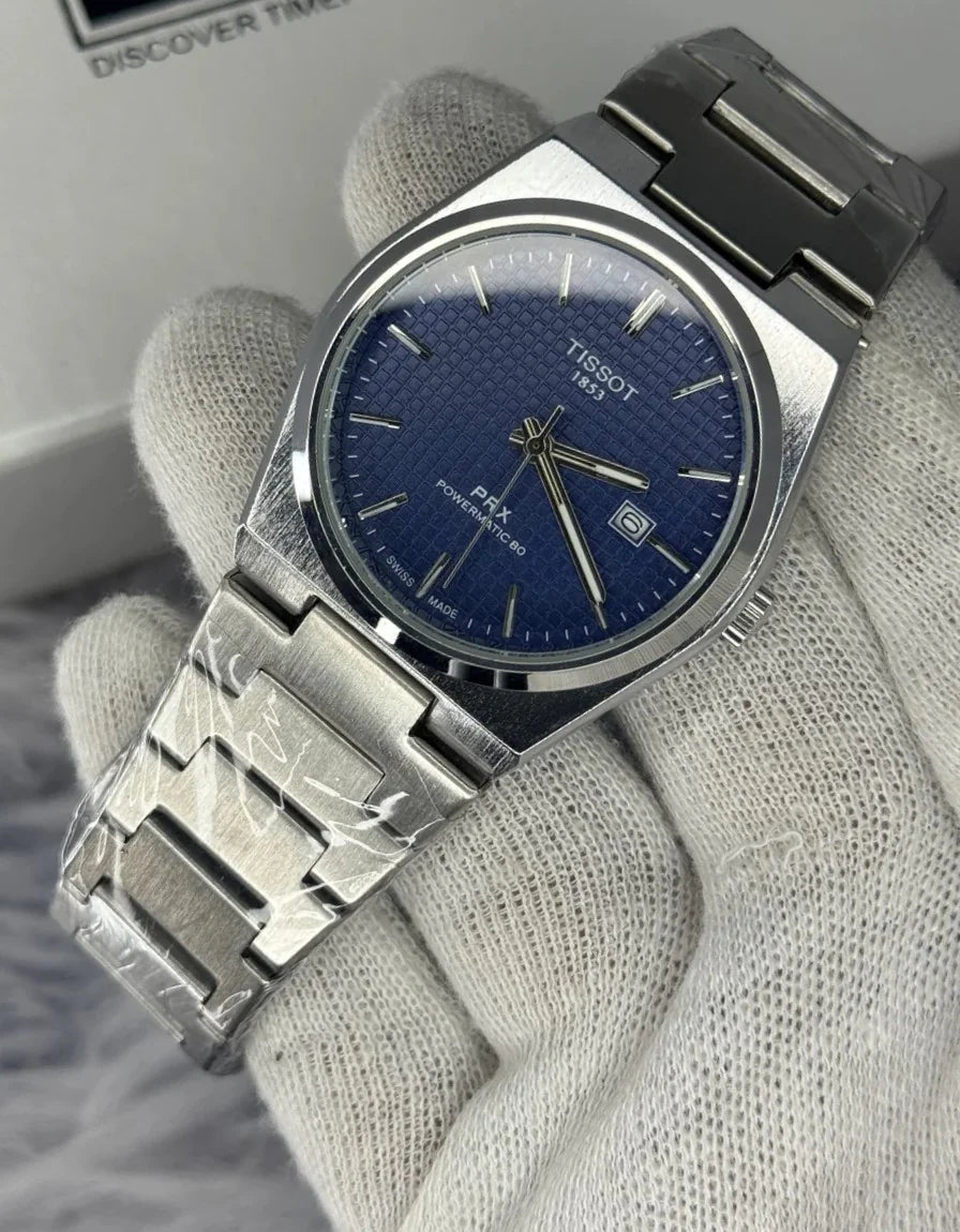 Tissot PRX Luxury Watch – Silver with Blue Dial