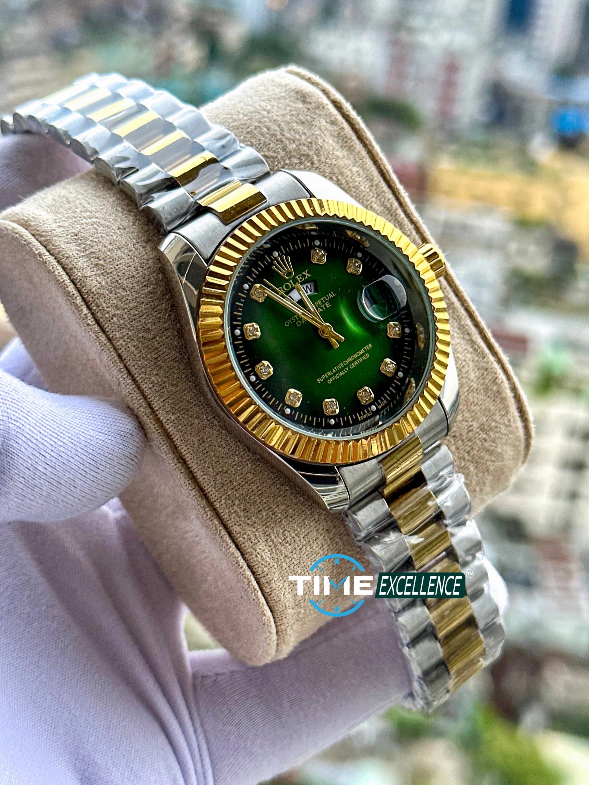 Rolex Semi-Auto Watch – Two-Tone Green Dial