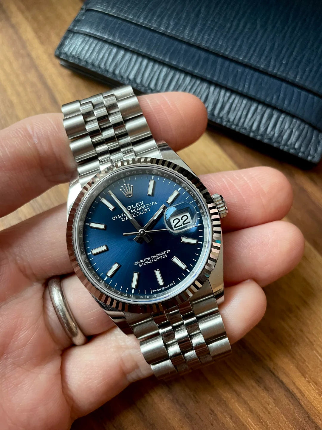 Rolex Semi-Auto Watch – Silver with Blue Dial